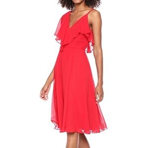 Elegant Red chiffon Dress the population